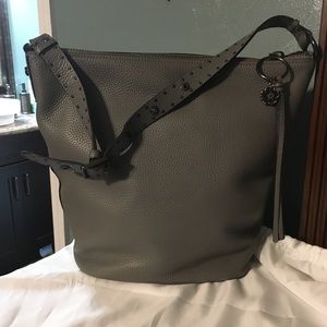 Coach 1941 Duffle Tea Rose Rivets Gray Glovetanned Leather Bag Purse